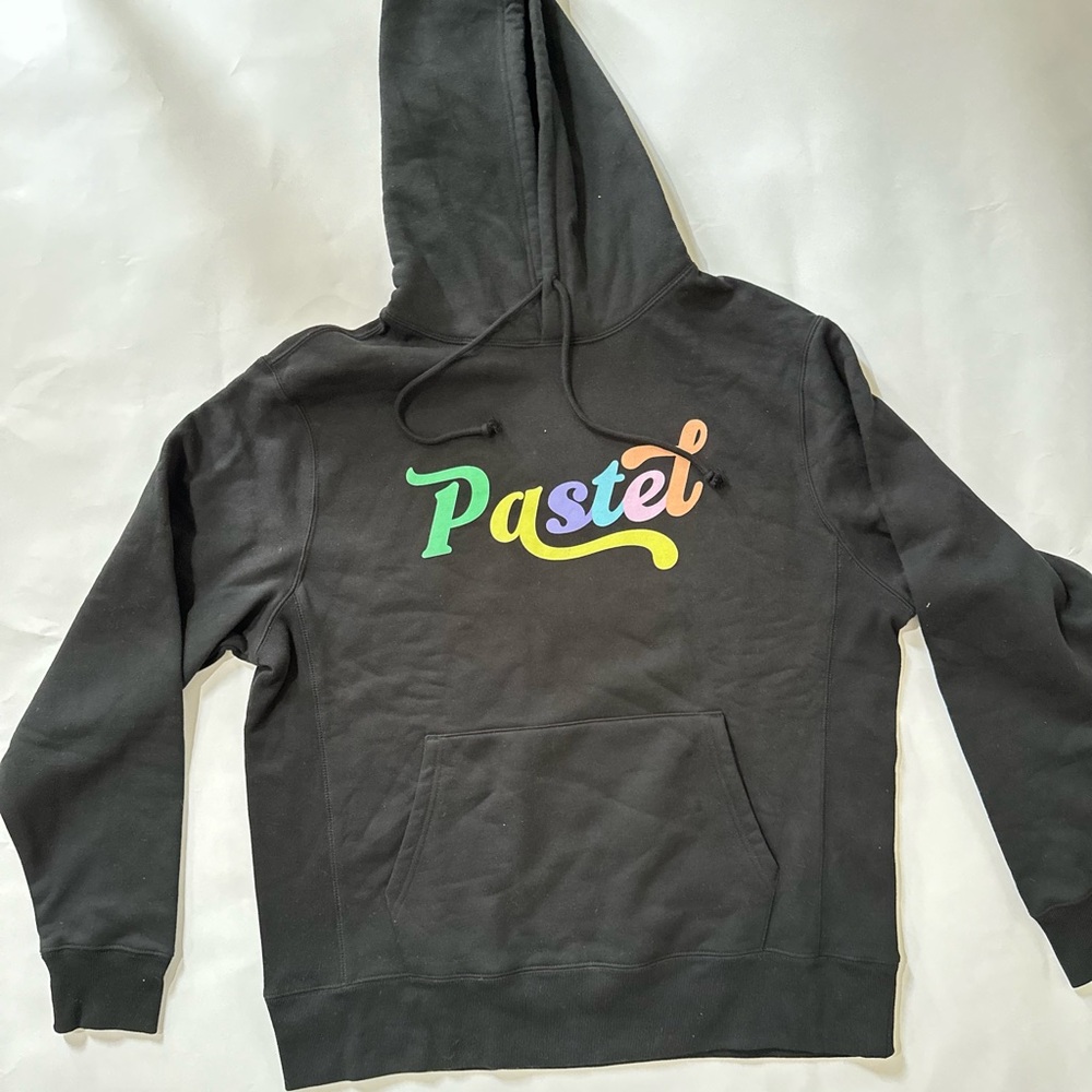 Black Hoodie with Colorful Pastel Logo